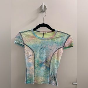 ARITZIA Wilfred Free Multicolour Inverted Stitch Velvet Tee in XXS